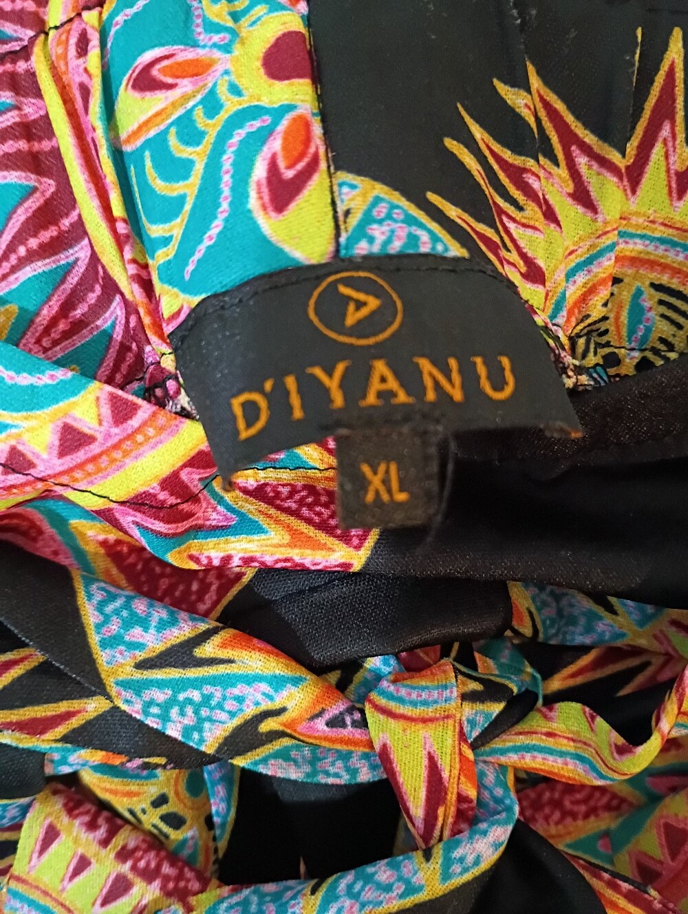D'IYANU wide-leg pants, vibrant, sunburst, Flowy W/Pockets Front Splits XL TALL - Picture 5 of 5